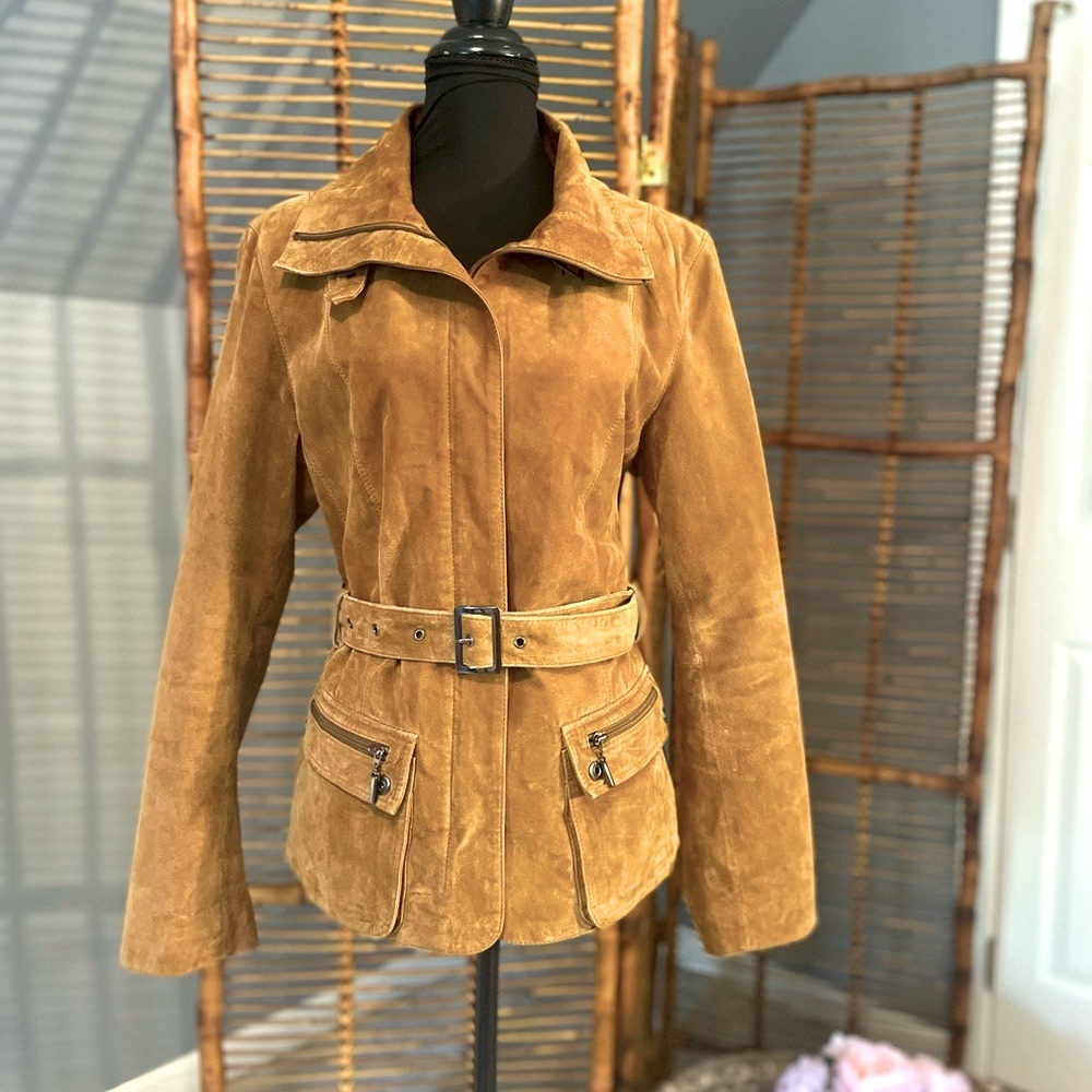 Genuine suede leather coat